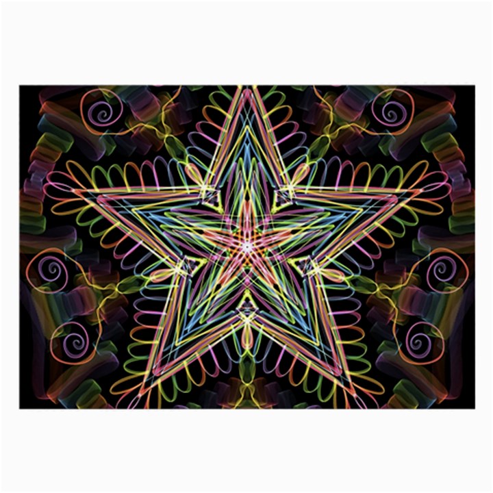 Star Mandala Pattern Design Doodle Large Glasses Cloth (2-Side)