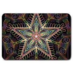 Star Mandala Pattern Design Doodle Large Doormat  by Simbadda