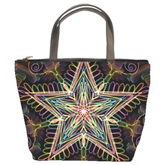 Star Mandala Pattern Design Doodle Bucket Bag by Simbadda