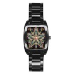 Star Mandala Pattern Design Doodle Stainless Steel Barrel Watch Front