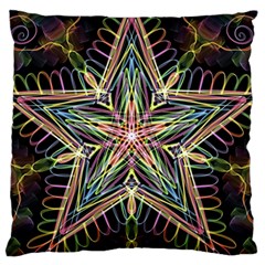 Star Mandala Pattern Design Doodle Large Flano Cushion Case (one Side) by Simbadda