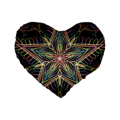 Star Mandala Pattern Design Doodle Standard 16  Premium Flano Heart Shape Cushions by Simbadda