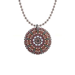 Abstract Art Texture Mandala 1  Button Necklace by Simbadda