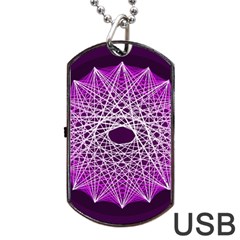 Mandala Mallow Circle Abstract Dog Tag Usb Flash (one Side) by Simbadda