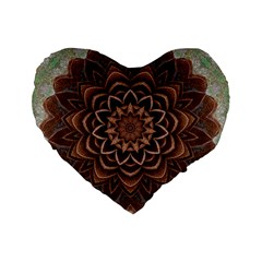 Abstract Art Texture Mandala Standard 16  Premium Flano Heart Shape Cushions by Simbadda