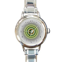 Fractal Mandala White Background Round Italian Charm Watch by Simbadda