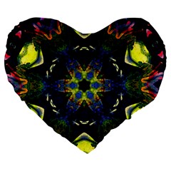 Chakra Art Healing Mandala Large 19  Premium Flano Heart Shape Cushions by Simbadda