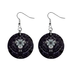 Black And White Fractal Art Artwork Design Mini Button Earrings by Simbadda