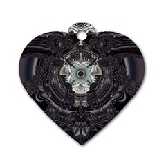 Black And White Fractal Art Artwork Design Dog Tag Heart (one Side) by Simbadda