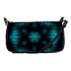 Abstract Pattern Black Green Shoulder Clutch Bag by Simbadda