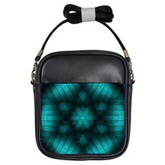 Abstract Pattern Black Green Girls Sling Bag by Simbadda