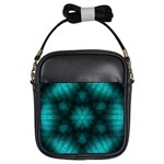 Abstract Pattern Black Green Girls Sling Bag Front