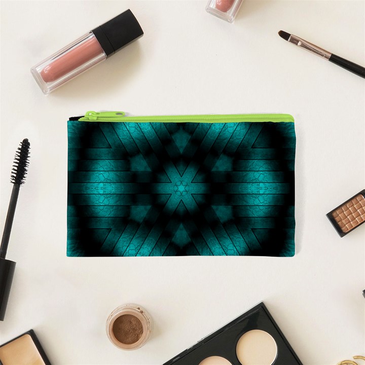 Abstract Pattern Black Green Cosmetic Bag (XS)