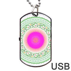 Flower Abstract Floral Dog Tag Usb Flash (two Sides) by Simbadda