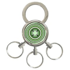 Ractal Mandala Green Purple 3-ring Key Chains by Simbadda