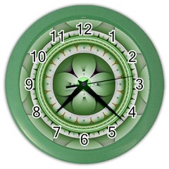 Ractal Mandala Green Purple Color Wall Clock