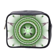 Ractal Mandala Green Purple Mini Toiletries Bag (two Sides) by Simbadda