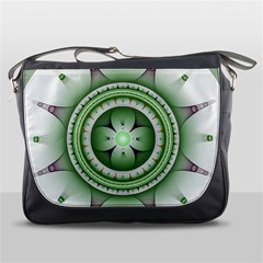 Ractal Mandala Green Purple Messenger Bag by Simbadda