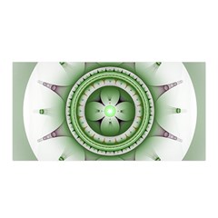 Ractal Mandala Green Purple Satin Wrap by Simbadda