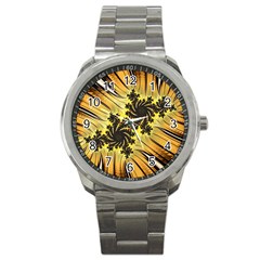 Fractal Art Colorful Pattern Sport Metal Watch by Simbadda