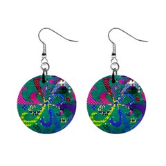 Mandala Abstract Background Image Mini Button Earrings by Simbadda