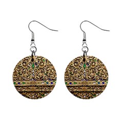 Gold Pattern Decoration Golden Mini Button Earrings by Simbadda