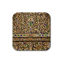 Gold Pattern Decoration Golden Rubber Coaster (square)  by Simbadda