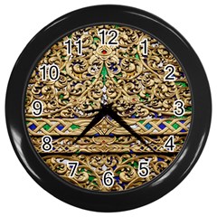 Gold Pattern Decoration Golden Wall Clock (black) by Simbadda