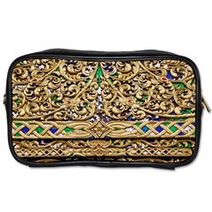 Gold Pattern Decoration Golden Toiletries Bag (one Side) by Simbadda