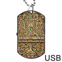 Gold Pattern Decoration Golden Dog Tag Usb Flash (one Side) by Simbadda