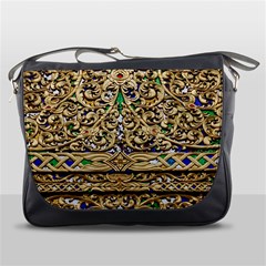 Gold Pattern Decoration Golden Messenger Bag by Simbadda