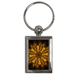 Mandala Gold Golden Fractal Key Chains (rectangle)  by Simbadda