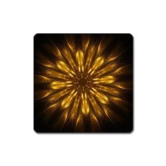 Mandala Gold Golden Fractal Square Magnet