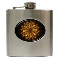 Mandala Gold Golden Fractal Hip Flask (6 Oz) by Simbadda