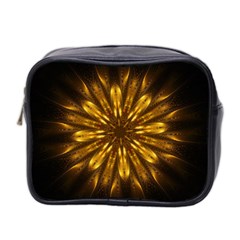 Mandala Gold Golden Fractal Mini Toiletries Bag (two Sides) by Simbadda