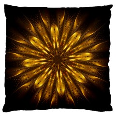 Mandala Gold Golden Fractal Large Flano Cushion Case (two Sides) by Simbadda