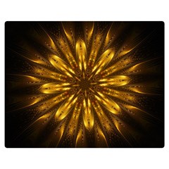 Mandala Gold Golden Fractal Double Sided Flano Blanket (medium)  by Simbadda