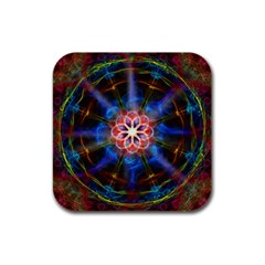 Mandala Pattern Kaleidoscope Rubber Square Coaster (4 Pack)  by Simbadda