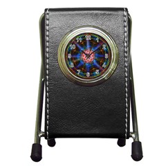 Mandala Pattern Kaleidoscope Pen Holder Desk Clock by Simbadda