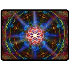 Mandala Pattern Kaleidoscope Fleece Blanket (large)  by Simbadda