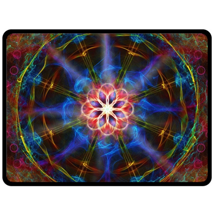 Mandala Pattern Kaleidoscope Fleece Blanket (Large) 