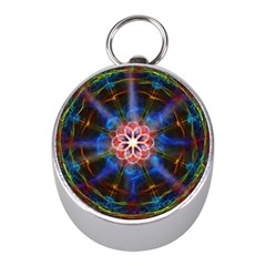 Mandala Pattern Kaleidoscope Mini Silver Compasses by Simbadda