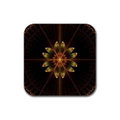 Fractal Floral Mandala Abstract Rubber Square Coaster (4 Pack)  by Simbadda