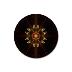 Fractal Floral Mandala Abstract Rubber Round Coaster (4 Pack)  by Simbadda