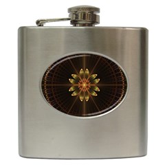 Fractal Floral Mandala Abstract Hip Flask (6 Oz) by Simbadda