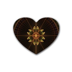 Fractal Floral Mandala Abstract Rubber Coaster (heart)  by Simbadda