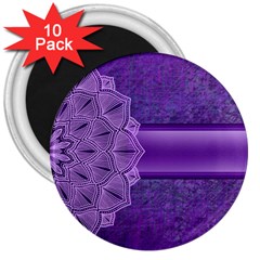 Background Mandala Purple Ribbon 3  Magnets (10 Pack)  by Simbadda