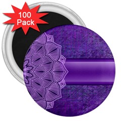 Background Mandala Purple Ribbon 3  Magnets (100 Pack) by Simbadda