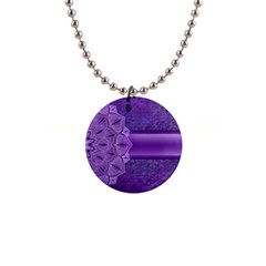 Background Mandala Purple Ribbon 1  Button Necklace by Simbadda