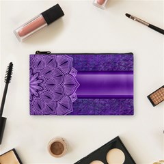 Background Mandala Purple Ribbon Cosmetic Bag (small) by Simbadda